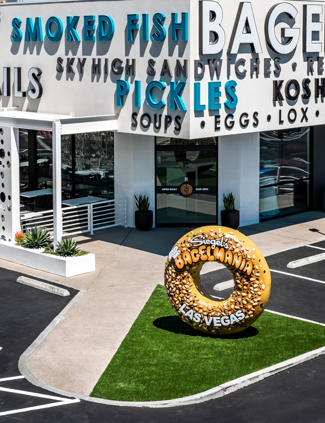 Bagelmania Las Vegas Convention Center bagel sign - Siegel's Baglemania authentic Jewish deli & bakery on the Las Vegas strip